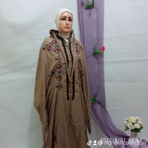 mukena terusan dewasa 2in1 resleting depan bordir manual katun mikro premium