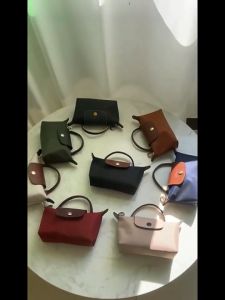 Longchamp Gincu Mini Nylon Handbag Brown 17x10x5.5cm - compact design textured flap gold-tone hardware ideal for daily use.
