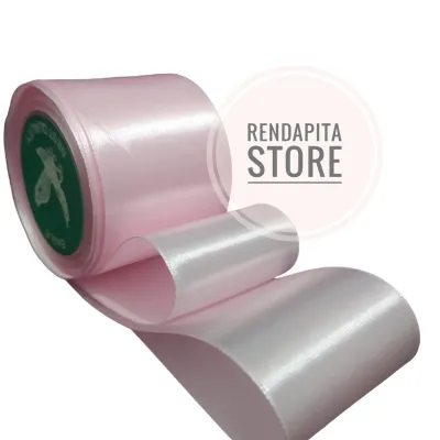 Pita Satin Saten/Pita Hias Kado Buket/Pita Satin Baby Pink/Baby Pink rebborn 4cm Per Rol 20 Yard Warna Baby Pink