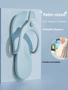 Foldable Portable Travel Slippers Anti-Slip EVA Couples Hotel Bathing Sandals Womens Home Comfortable Flip Flops for Business Trip