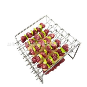 Stainless Steel Vertical BBQ Grill Kitchen Accessories Air Fryer Skewer Roasting Stick Barbecue Needle for Home Use