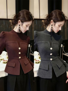 XUECAIQI | Ladylike Elegance Knit Blouse Design Waistline