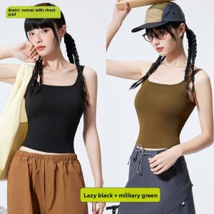 miiow | MiiOW Sports Bra Top Womens Summer New Style Inner Wear Outer Wear Tank Top With Chest Pad Simple Design Modal Nylon Cotton Blend