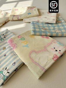 Korean Style Ins Cotton Single Bed Sheet Soft Breathable Comfortable Pure Cotton Bedding Three-Piece Set Cartoon Anime