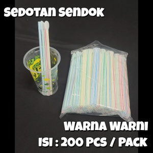 Sedotan Sendok Warna Warni Isi 200 Pcs / Sedotan Ujung Sendok / Sedotan Es Krim