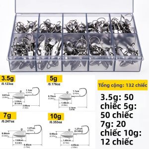 132 Móc Câu Hình Tam Giác NED Kèm Mồi Câu Mềm 3.5g 5g 7g 10g/hộp Thép Carbon Cao Có Ngạnh Dùng Cho Câu Biển