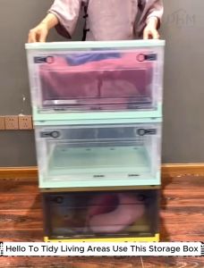 <SG CHEAPEST> Foldable box organizer stackable storage box collapsible transparent storage clothing boxes with wheels