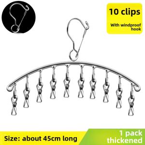 Windproof Clip Clothes Hanger Stainless Steel Socks Rack Multi-Clip Cool Clothes Peg Multi-Functional Hook Drying Sock Fantastic