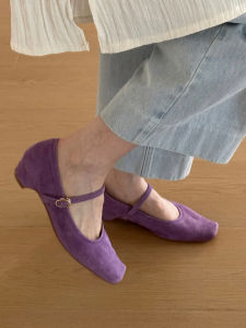 Mary Jane Square Head Womens Shoes Handmade Strap Fashionable Gentle Slip-On Cat Heel Korean Style Youth Casual Rubber Sole