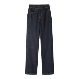 Noxulara Authentic Long Straight Leg Jeans Korean Style High Waist Zipper Closure Casual Pure Color Spring Summer Autumn