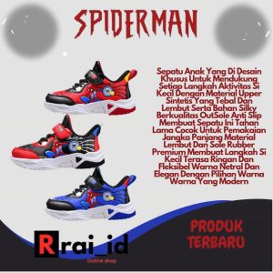 Sepatu Anak Laki Laki Spiderman Tk Sd Sepatu Sneaker Sepatu Sekolah Spiderman Merah Hitam Biru