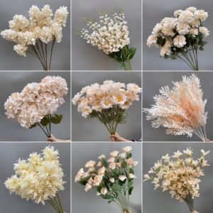 Champagne Artificial Flower Fake Flower for Wedding Flower Arrangement Rose Flower Ocean Peony Wenxin Misty Wedding Ceremony Layout Decorative Floral