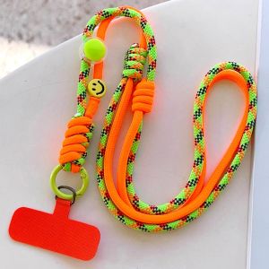 สายโทรศัพท์มือถือแบบสะพายข้างลายยิ้มหลากสีสันแฟชั่น สายสะพายข้างแบบถือเป้ สายแขวนคอแบบยาว เรียบง่าย ทนทาน สำหรับเด็กและเยาวชน