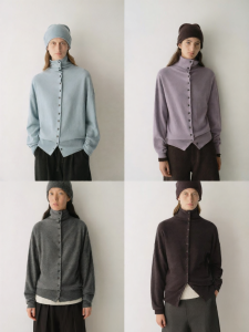 INSIS FEMME | Merino Wool Vintage Drape Neckline Drop Shoulder Knitted Cardigan