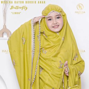 MUKENA ANAK KATUN RAYON BORDIR BUTTERFLY KUPU-KUPU UMUR 5 - 15 TAHUN