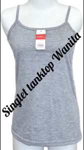 BAYIe - 1 PCS Singlet / Tanktop / Kaos Dalam Wanita Remaja Tali Kecil ESSEN Bahan Katun Warna PUTIH/HITAM/GREY Size M L XL XXL