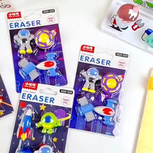 UMI 4pcs Set Space Astronaut Alien UFO Creative Card Eraser Kids Children School Student Mini Eraser Stationery Toy Pemadam