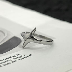 Shiny Star Light New Advanced Cold Style Couple Rings Titanium Steel Silver Wide Version Stackable Waterproof Rings