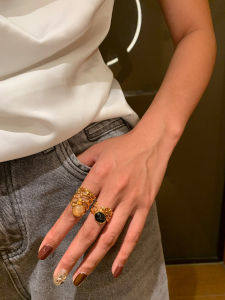 CAFFTI | Original Unique Natural Stone Lace Wide Ring