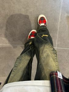 Retro American Washed Distressed Straight Leg Jeans Womens Spring Autumn High Waist Loose Slimming High Street Wide Leg Trendy