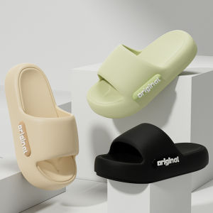 Women Fashion Platform Sandals Thick Bottom Cloud Slippers Letter Print Soft Sole Comfortable Beach Pillow Slides