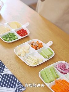FaSoLa 4 Grids Divided Plate with Handle Square Design Sauce Compartment Plate Pinggan Cicah 分格小盘