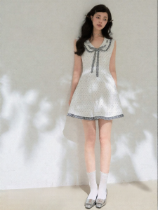 KEIKO | Girly Polka Dot Sleeveless A-line Waist-accentuating Dress
