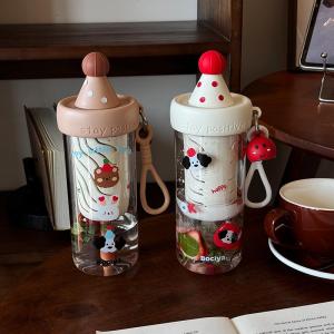 Cute Portable Tritan Straw Cup Separate Tea Water Pregnant Women Cup Summer High Value Visual Girl Cartoon Style Beverage Cup