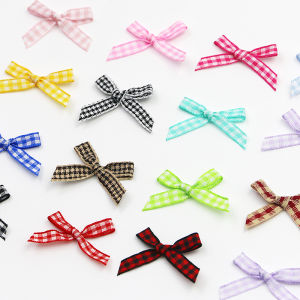 (100 PCS/pack) 3.5cm plaid bow Colorful Mini Ribbon bow Gift box Wedding Candy Box Packaging decoration Handmade hair accessories Home Vintage