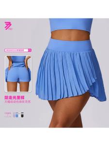 Fashionable Casual Pleated Sports Mini Skirt Womens Fake Two-Piece Quick-Dry Tennis Skirt Fitness Short Skirt 8600