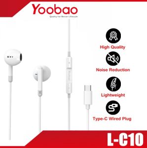 YOOBAO L-C10 Type-C Connector HiFi Stereo Wired In-Ear Earphone with Mic