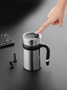 新款显温智能保温杯：大容量办公手柄保温壶，304不锈钢创意马克杯 New Temperature Display Smart Thermos: Large Capacity Office Handle Insulated Flask 304 Stainless Steel Creative Mug