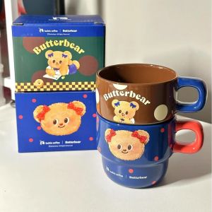 พร้อมส่ง แก้วน้ำหมีเนย Butter Bear x Luckin Coffee แก้วกาแฟ แก้วมัค น่ารักฝุดๆ