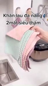 Combo 5 Khăn Lau Bếp Đa Năng 2 Mặt Siêu Tiện Lợi 25x15cm