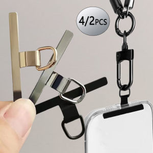4/2PCS Ultra-thin Stainless Mobile Phone Lanyard Patch Gasket Upgrade Ears Bent Detachable Anti-lost  Tether Safety Connect Card