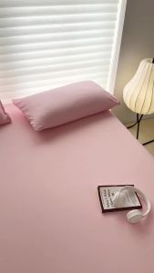 Washed Fitted Sheet with Elastic Bands Non Slip Adjustable Mattress Cover for Single Double King Queen Bed 90x200 150x200 180