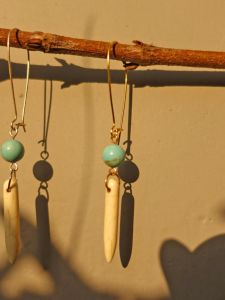 Handmade Pure Silver Ear Cuff Natural White Green Turquoise Vintage Hanfu Jewelry Piercing-Free Sensitivity-Proof for Men And Women