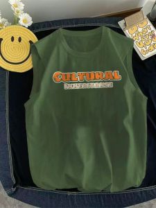 เสื้อกั๊กคอตตอนสไตล์อเมริกันย้อนยุคสำหรับผู้ชาย ฤดูร้อน 2025 บาง แขนกุด แฟชั่นสปอร์ตบาสเก็ตบอล เสื้อตัวบน