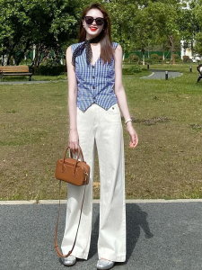 SHANGSHA | Elegant Sophisticated Stylish Plaid Vest Set Women