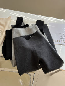 ผู้หญิง สูง เอว ผ้าขนแกะ เรียงรายความยืดหยุ่นสูง เลกกิ้ง หนาขึ้น ความดัน กางเกง ฤดูหนาว รูปแบบใหม่ ลำลอง การครอป กางเกง