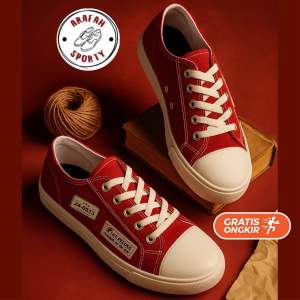 READY VIRAL Sepatu Sneakers Pria Wanita Keren Merah Maroon Import Gaya Kasual Untuk Santai Termurah BISA COD FREE ONGKIR Size 36-44 || 1ST. PELUCE