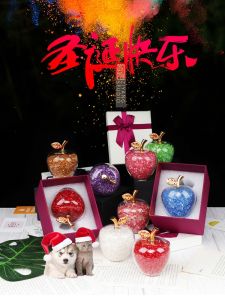 Christmas Creative Gift Crystal Apple for Boyfriends and Girlfriends Girlfriends Goddess Internet Celebrity Christmas Eve Gift Lettering