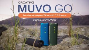 Creative MUVO Go Portable Waterproof Bluetooth 5.3 Speaker with Up to 18 Hours of Battery Life IPX7 Waterproof and Powerful Bass Performance Wireless Stereo Link