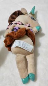 Afro Unicorn Soft Plush 4 Piece Hair Scrunchies Set With Plush Unicorn Doll New