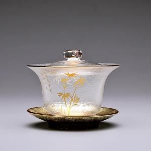 Hammered Glass Gilt-edged Gaiwan Tea Ceremony