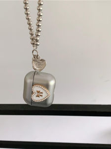 Silver Plated Heart Shaped AirPods pro 3 Bluetooth Earphone Case Compatible with  1/2 Generation Pearl Bracelet Protective Cover 3rd Gen pro 2 Anti Fall Soft Box