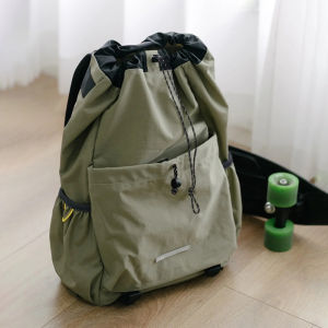 Outdoor Sports Mens Lightweight Climbing Backpack Drawstring Canvas Shoulder Bag Traveling Bookbag for Young Adults