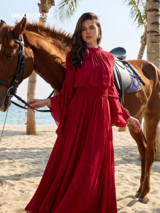 Romantic Classic Flare Sleeve Red Elegant Dress