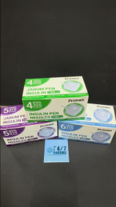 Primes Insulin Pen Needles- [4mm 32G] [5mm 31G] [6mm 31G] Jarum Suntik Insugen