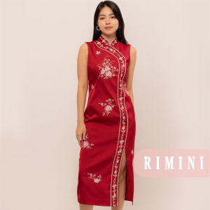 RIMINI - Dress Embroidery Cheongsam Wanita Slit Tanpa Lengan Size XS-XL - Yuyan Dress CC32209